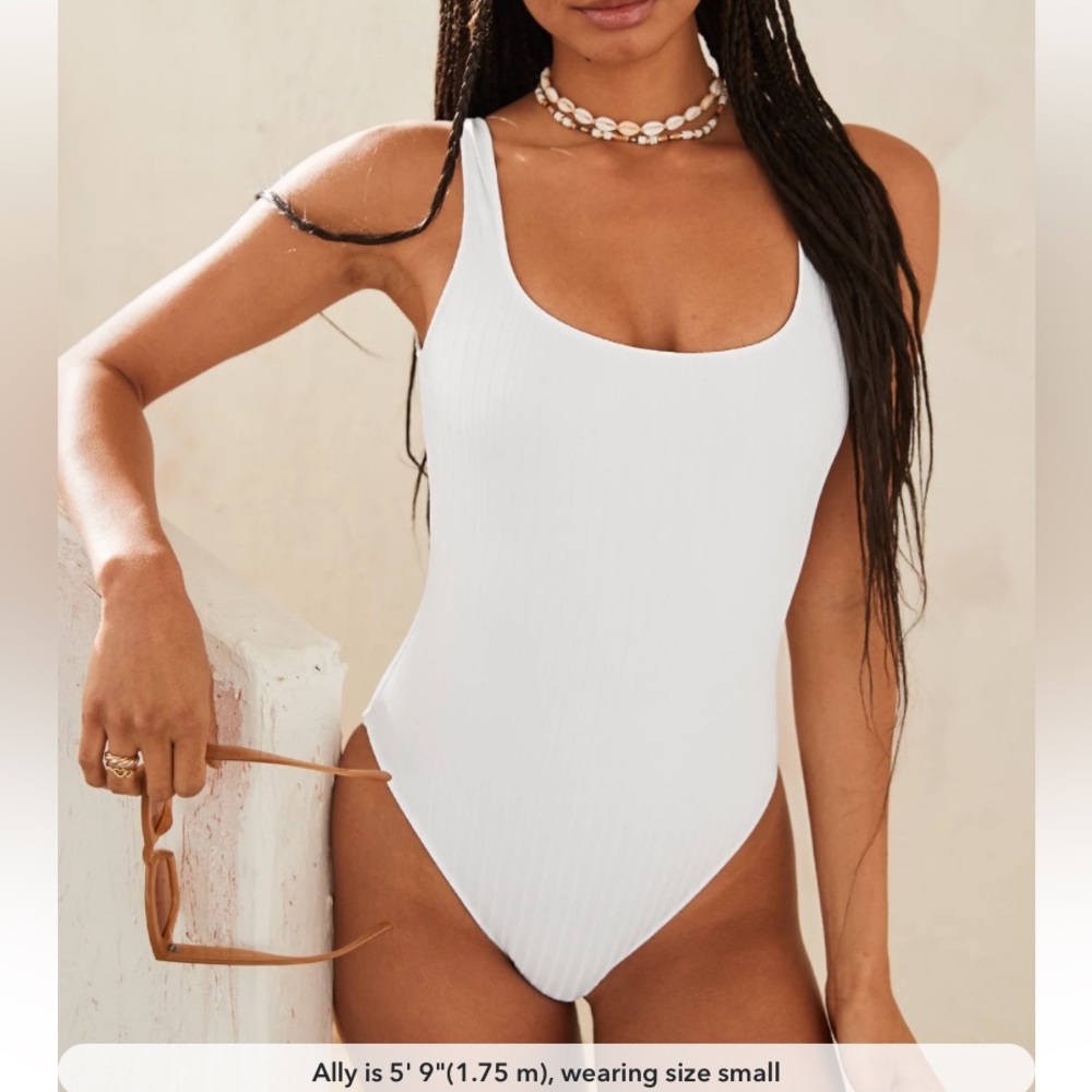 AERIE ribbed one piece cheekiest - Pearl white
